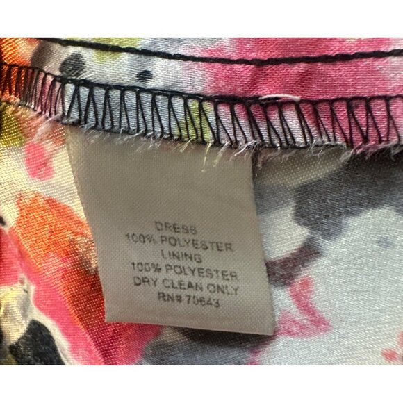 Jessica H Dress Black Pink Floral Sleeveless Empire Waist Fit & Flare Size 10 - Picture 6 of 6